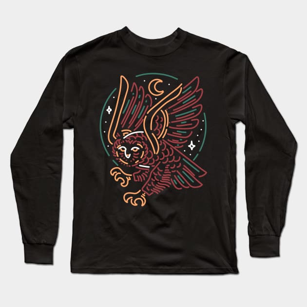 owl line art Long Sleeve T-Shirt by donipacoceng